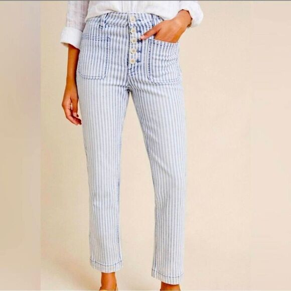 Anthropologie Pilcro and the letterpress high rise timeless railroad striped ank - Picture 1 of 10